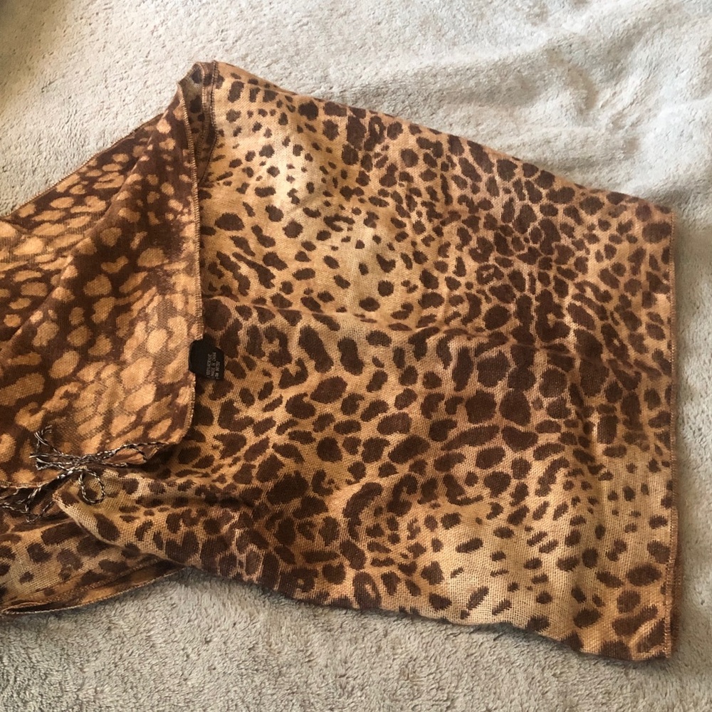 Chico's Leopard Print Scarf in Brown and Tan